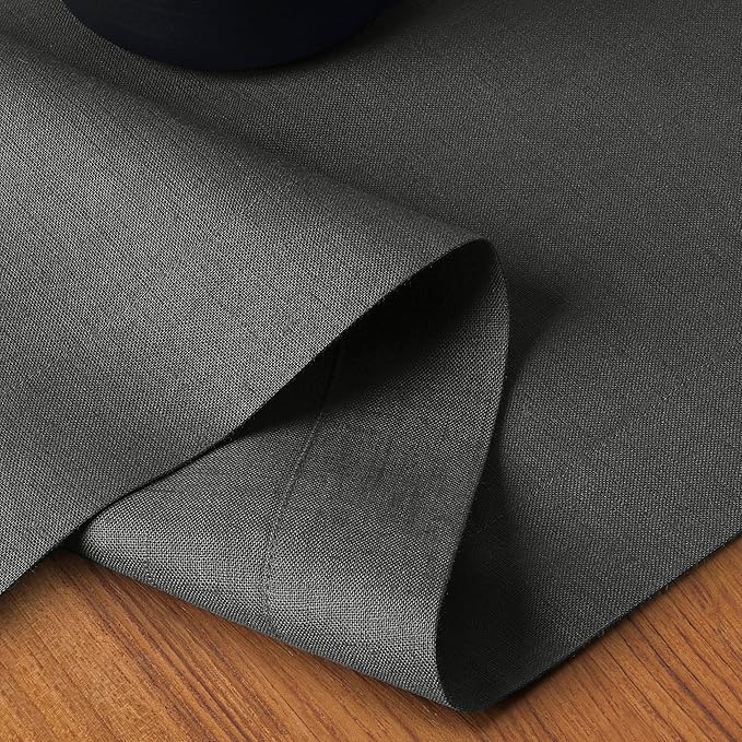 D'Moksha Homes Linen Charcoal Grey Table Runner 108 Inches Long - 100% Pure Linen Dining Table Runner 14 x 108 Inch for Winter, Holiday - Machine Washable