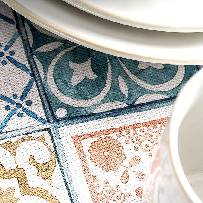 Maison d' Hermine Table Cloth Round Table 100% Cotton 69 Inches Tablecloth Reusable Decorative Everyday Use for Dining Room, Farmhouse, Home, Party, Festive & Wedding Spring Summer - Agrume
