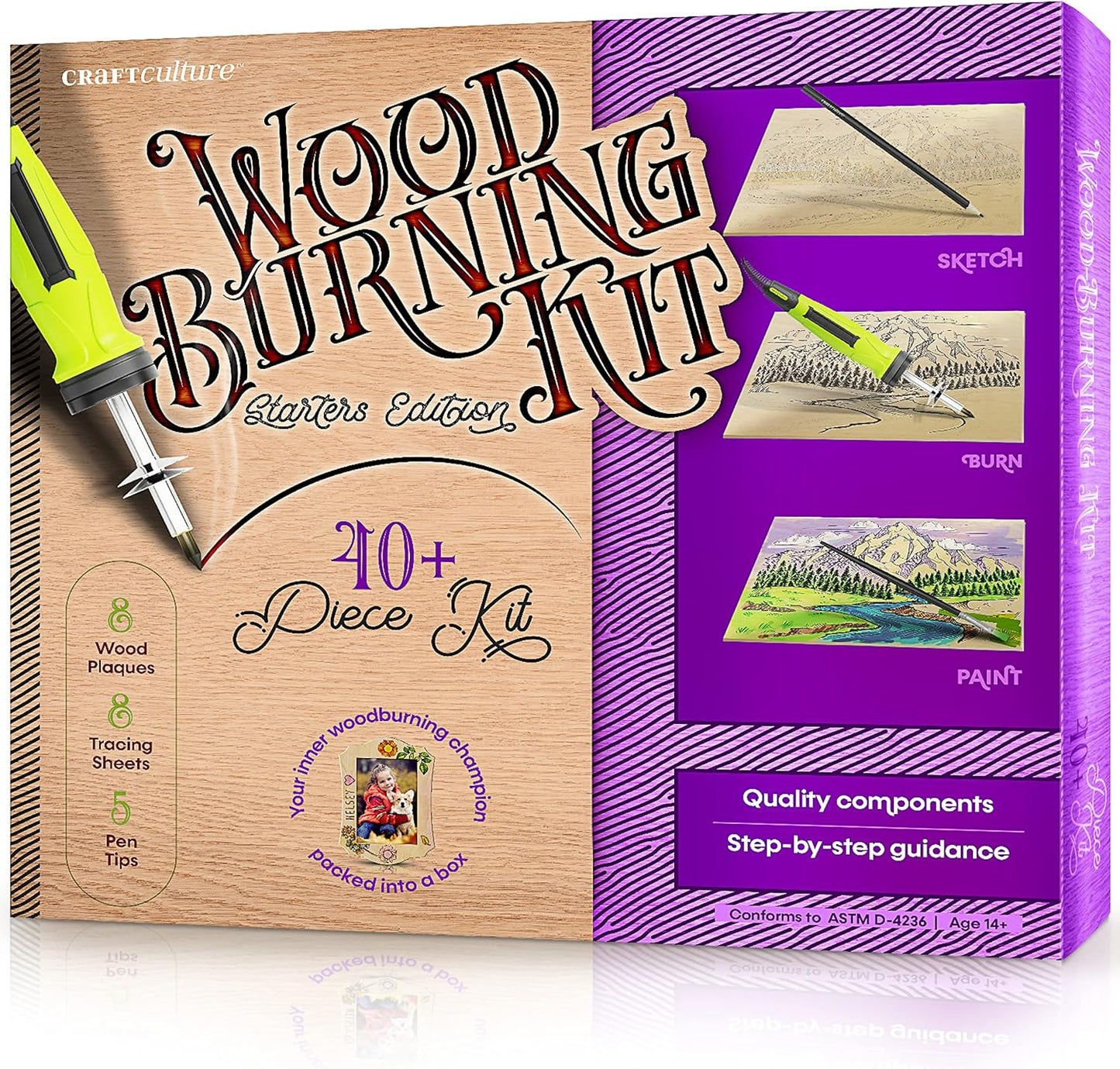 Craft Culture Beginners Wood Burning Kit for Kids and Teenage Boys & Girls Gifts for Boy or Girl Craft Projects Birthday Gift Idea for Older Children Teen Woodburning DIY Hobby Kits Art Activities