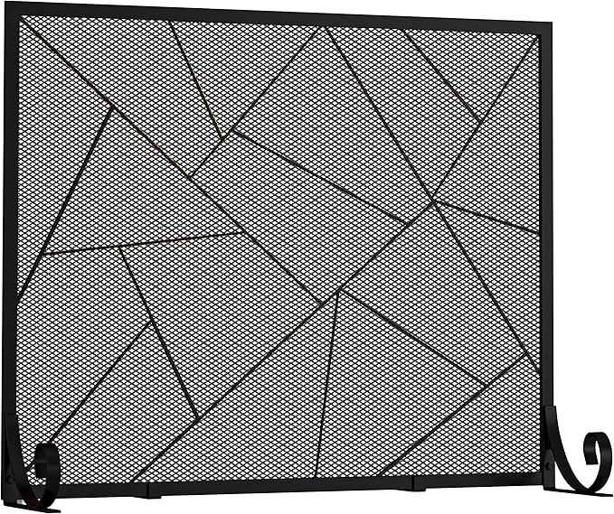 Fire Beauty Fireplace Screen Decorative Mesh Geometric Fire Spark Guard Gate Cover for Home