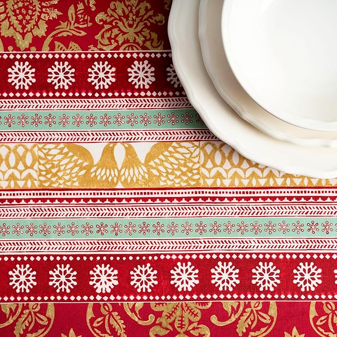 Maison d' Hermine Table Cloth Square Table 100% Cotton 54 x 54 Inches Fall Tablecloth Reusable Everyday Use for Thanksgiving Christmas Decorations Dining Farmhouse Party (Sofia)