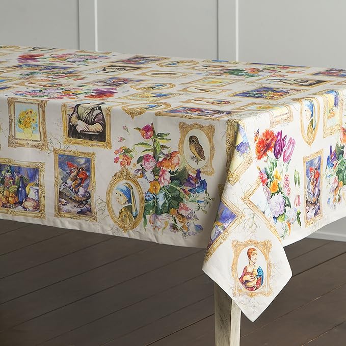 Maison d' Hermine Table Cloth Square Table 100% Cotton 60 x 60 Inches Tablecloth Reusable Decorative Everyday Use for Dining Room, Farmhouse, Home, Party, Festive & Wedding Spring Summer - Masterpiece