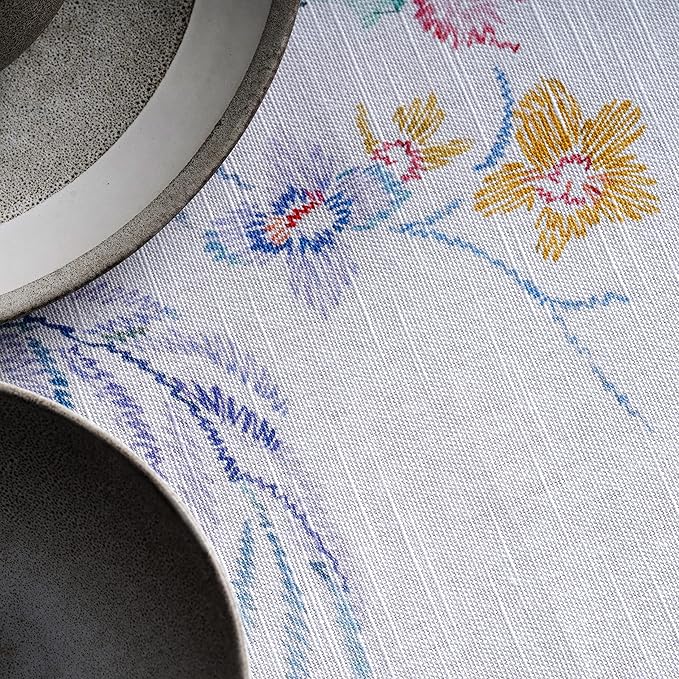 Maison d' Hermine Table Cloth Rectangle Table 100% Cotton 70 x 120 Inches Tablecloth Reusable Decorative for Dining Room, Farmhouse, Home, Party, Festive & Wedding Spring Summer - Paradise Island