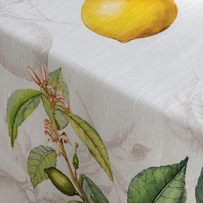 Maison d' Hermine Table Cloth Rectangle Table 100% Cotton 70 x 140 Inches Tablecloth Reusable Decorative for Dining Room, Farmhouse, Home, Party, Festive & Wedding Spring Summer - Limoncello