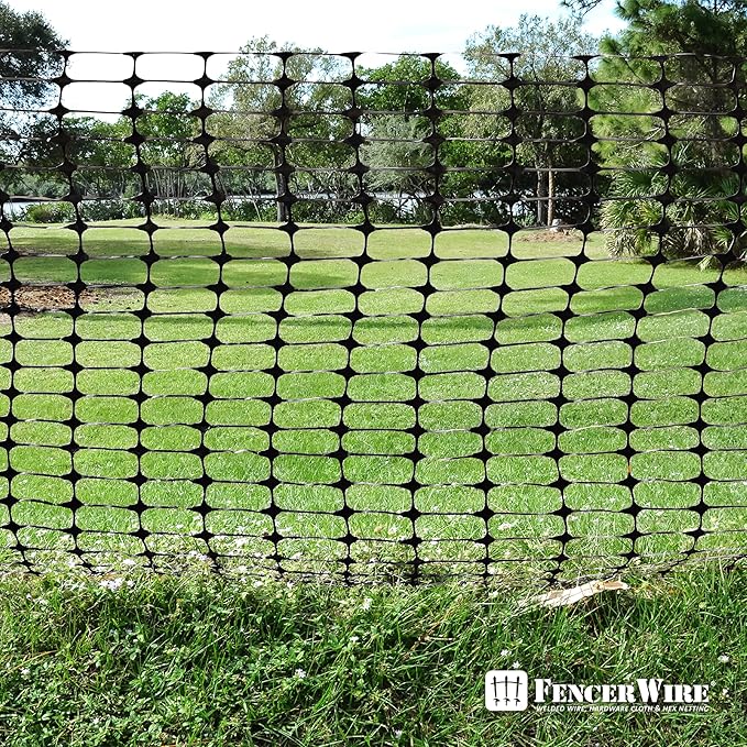 Fencer Wire 4 ft. Safety Fence, 100 ft. Black Plastic Fencing Roll for Construction, Pet and Event Fencing, 4 cm x 10 cm Mesh