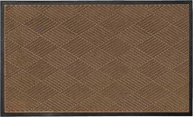 Ecomills Deluxe Diamond Entrance Door Mat, X-Large Heavy Duty Absorbent Rubber Rug, Brown, 3’ X 5’ feet