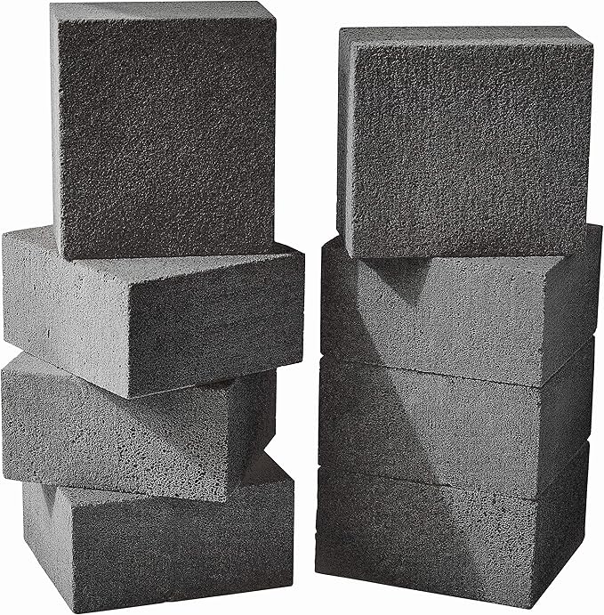 Heavy Duty, Non-Toxic Black Grill Brick Cleaner 8 Pack Reusable Chemical Free BBQ Pumice Cleaning Block for Flattops, Grills and Griddles. Non Scratch Grillstone is the Perfect Barbecue Scouring Tool