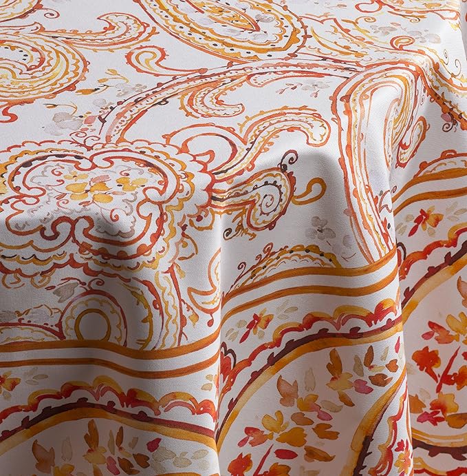 Maison d' Hermine Table Cloth Round Table 100% Cotton 69 Inches Fall Tablecloth Reusable Everyday Use for Thanksgiving Christmas Decorations Dining Farmhouse Party (Palatial Paisley)