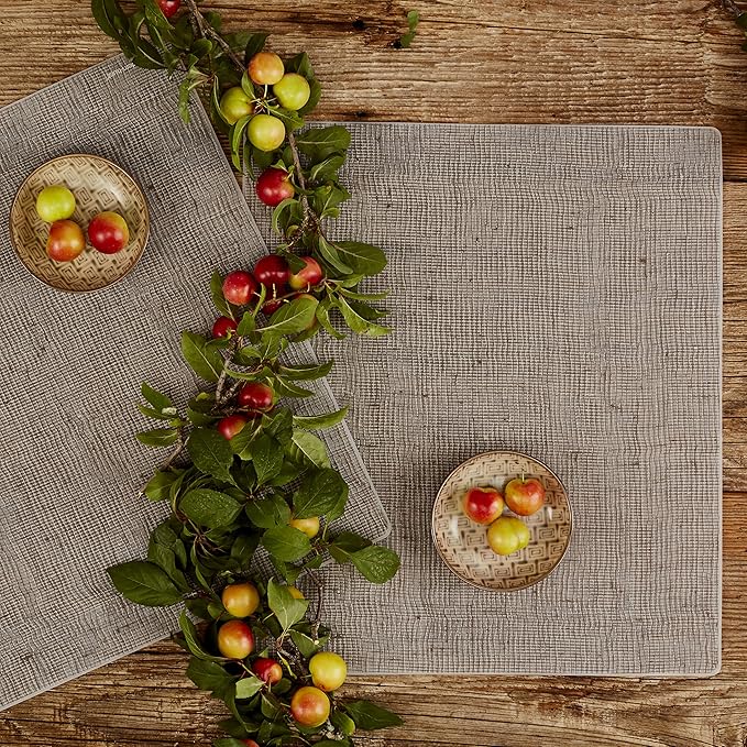 modern-twist 14" x 16" Silicone Rectangular Placemat, BPA, PVC-Free Table Mat, Dishwasher Safe, Linen Print in Chocolate, Pack of 1